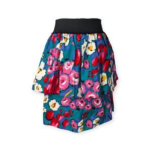 80 Peplum Style Floral Tulip Skirt ~ Brush stroke Print